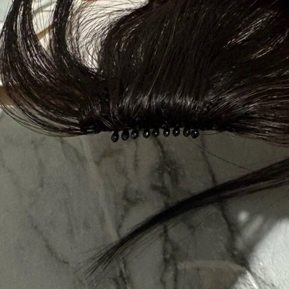 100% Human hair 1 Black Clip in Bangs - Picture 4 of 9